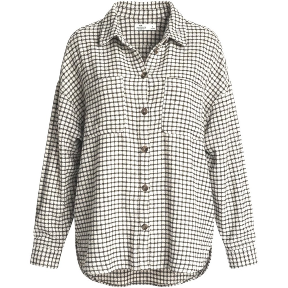 Hollister Pocket Flannel Cotton Oversized Grunge Button Up Overshirt Womens L